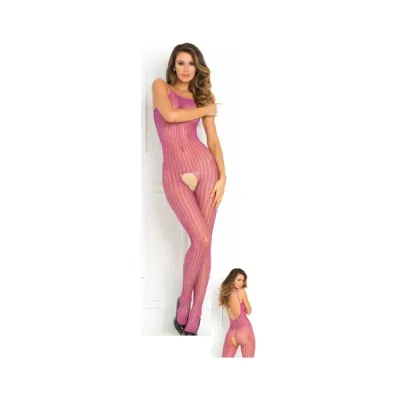 Quarter Crochet Net Bodystocking Purple O S
