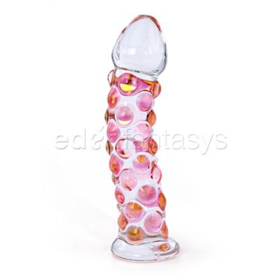 Gold rocky road nubbed glass dildo