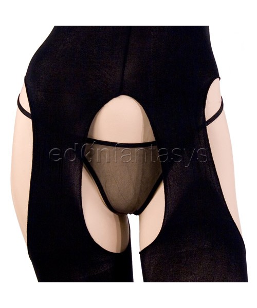 Opaque suspender bodystocking