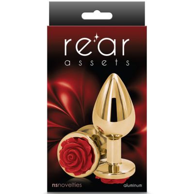 Medium Red Rose Metal Butt Plug