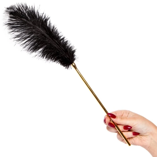 Bondara Luxe 2-in-1 Ostrich Feather Tickler & Gold Chain Flogger