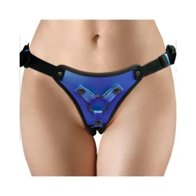 Strap on Dildos Harnesses Ouch Metallic Strap on Harness Metallic Blue