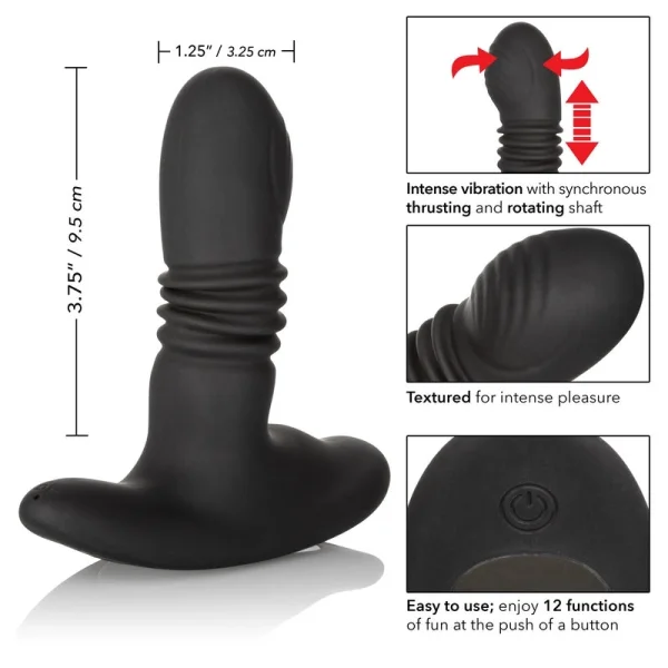 Eclipse Thrusting Rotator Silicone Vibrating Anal Probe by CalExotics - Black