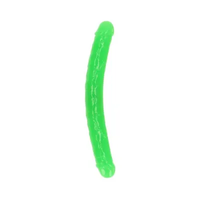 Couples Dildos Realrock Glow In The Dark Double Dong 15 In Dual ended Dildo Neon Green
