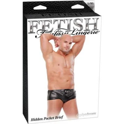 Male Hidden Pocket Brief Black L XL