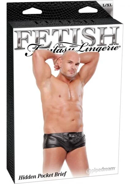 Male Hidden Pocket Brief Black L/XL