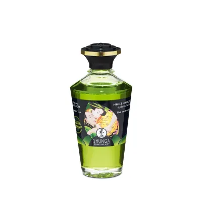 Shunga Warming Massage Oil Green Tea
