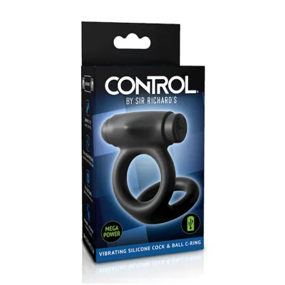 Control By Sir Richards Vibrating Silicone Cock And Ball Ring Black O s