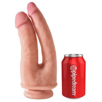 King Cock Plus Dual Density Double Penetrator Suction Cup Dildo Flesh 8 5 Inch