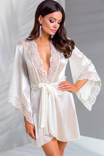 Casmir Inoe Lace & Satin Peignoir Robe