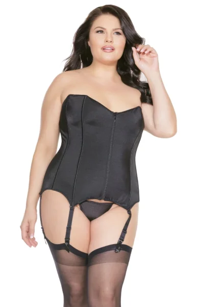 Plus Size Satin Zip-Up Corset