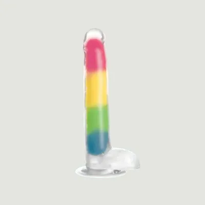 Lollicock 7 In Glow Rainbow Dildo with Balls