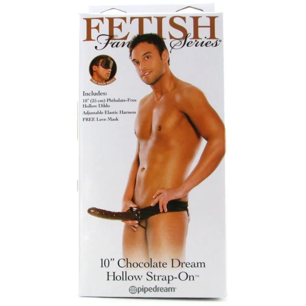 Fetish Fantasy 10" Chocolate Dream Vibrating Hollow Strap On