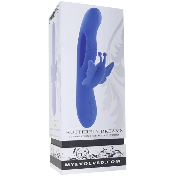 Butterfly Dreams Rechargeable Waterproof  Silicone Dual Stimulating Vibrator By Evolved Novelties