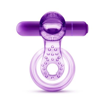 Play With Me Lick It Vibrating Double Strap Cockring Purple