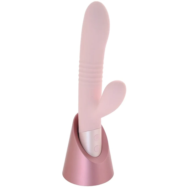 Fraya Rechargeable Silicone Thrusting Dual Stimulation Vibrator By Blush - Pink