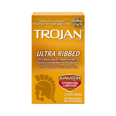 Trojan Ultra Ribbed Armor Spermicidal 12 Pack 12