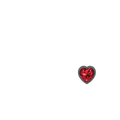 Cheeky Charms Gunmetal Metal Butt Plug Heart Dark Red Large