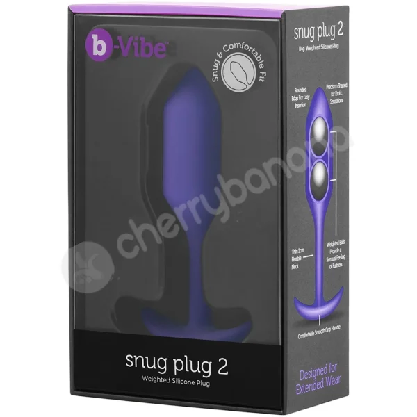 B-Vibe Snug Plug 2 Purple Silicone Weighted 4.5" Butt Plug