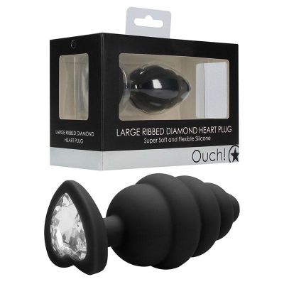 Ouch Large Ribbed Diamond Heart Plug
