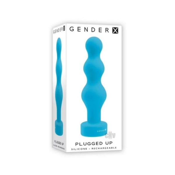 Anal Beads: Gender X Plugged Up Rechargeable Silicone Vibrating Beaded Plug Teal