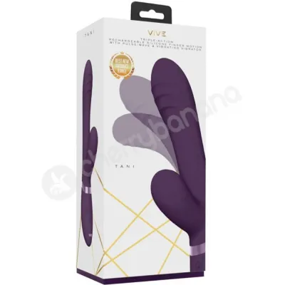 Vive Tani Purple Rabbit Vibrator With Moving Finger Motion Shaft Pulse Wave Clit Stimulator