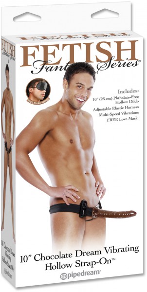 Vibrating Hollow Strap On 10 In