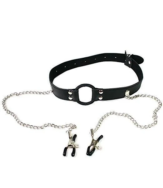 Harness with Gag & Nipple Clamps Set