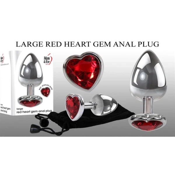Adam & Eve Large Red Heart Gem Anal Plug