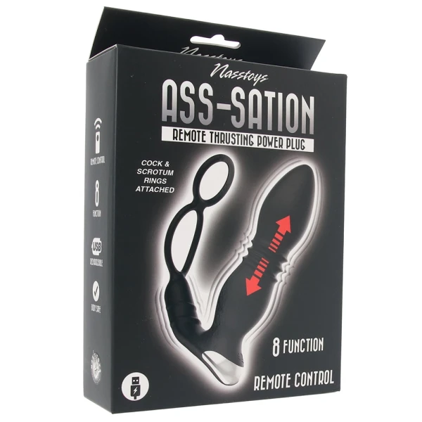Ass-Sation Thrusting Power Plug with Dual Ring in Black — image 5 of 6