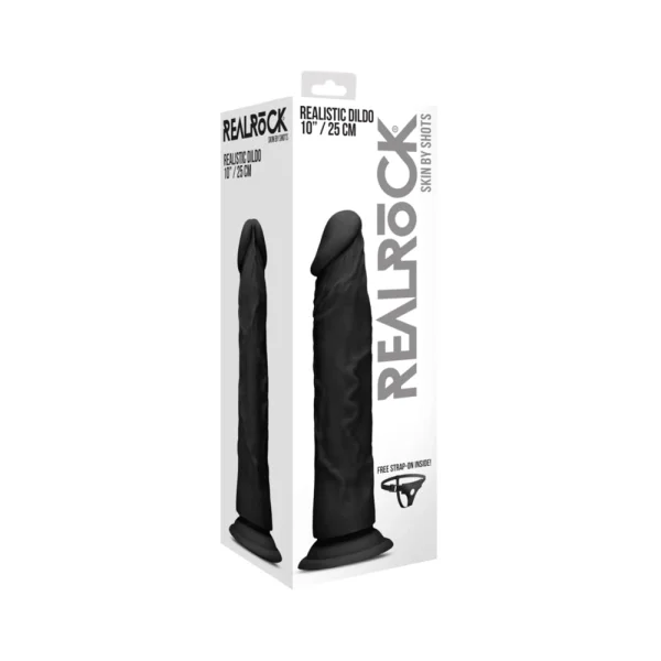 Realrock - 10 / 25 Cm Realistic Dildo - Black