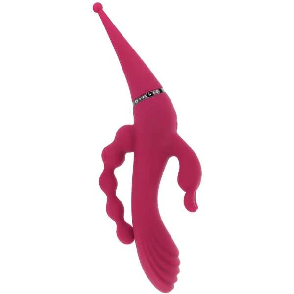 Gender X Four By Four Rechargeable Waterproof Silicone Quadruple Stimulating Vibrator - Red