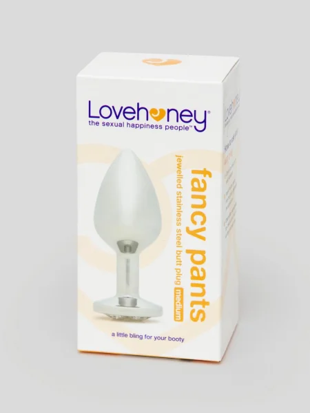 Lovehoney Luxury Crystal Stainless Steel Silver Butt Plug 3 Inch