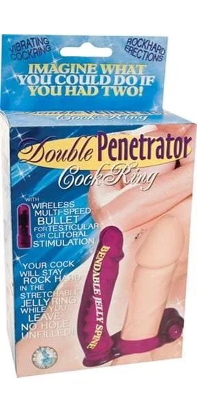 Double Penetrator Cock Ring - Purple