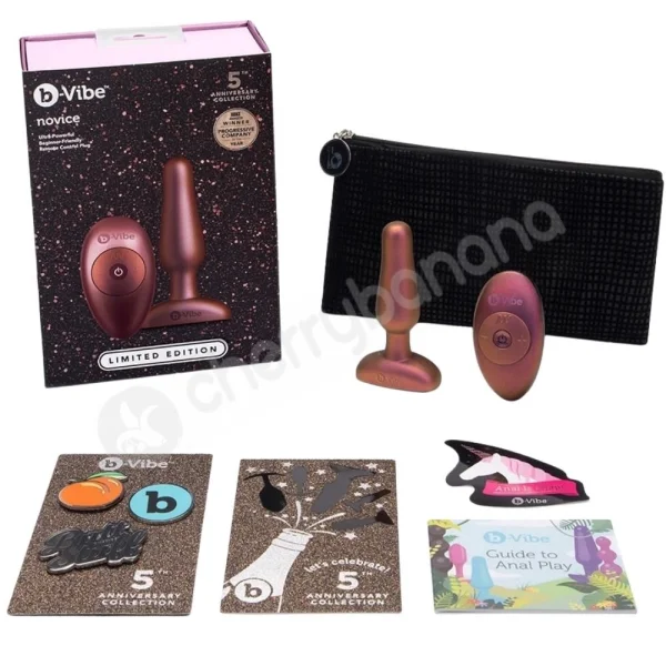 B-vibe Novice Galaxy Plum Vibrating R/C Butt Plug Limited Edition Set