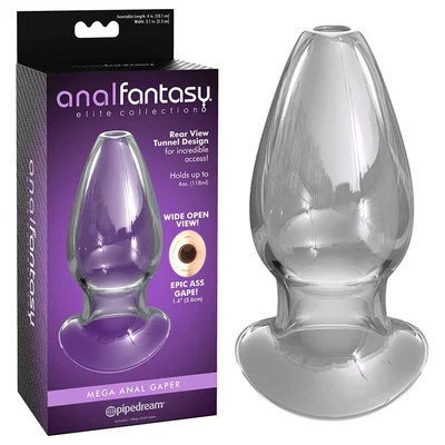Anal Fantasy Elite Mega Anal Gaper Clear Glass Open Tunnel Butt Plug