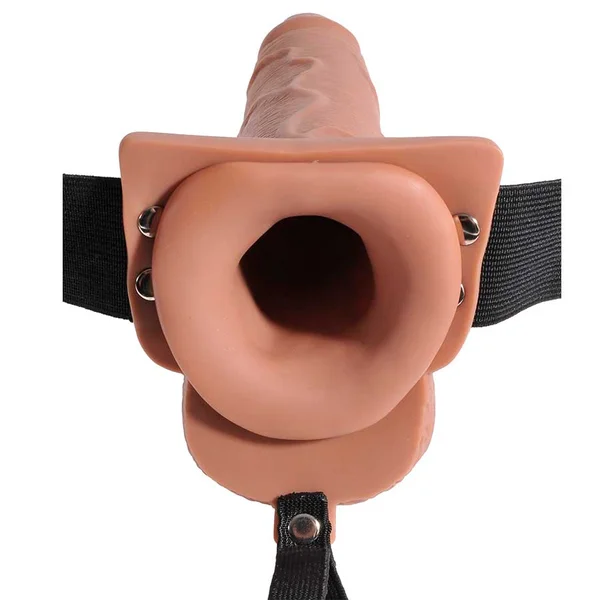 7 Inch Tan Squirting Hollow Realistic Strap-On with Balls by Fetish Fantasy — image 5 of 7