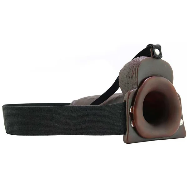 9 Inch Brown Squirting Hollow Realistic Strap-On with Balls by Fetish Fantasy — image 4 of 8