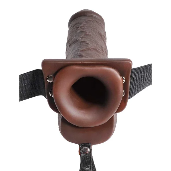 9 Inch Brown Squirting Hollow Realistic Strap-On with Balls by Fetish Fantasy — image 5 of 8