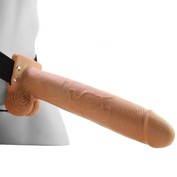10 Inch Tan Hollow Rechargeable Vibrating Strap on by Fetish Fantasy — image 2 of 10