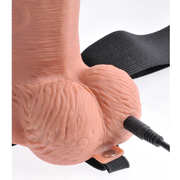 10 Inch Tan Hollow Rechargeable Vibrating Strap on by Fetish Fantasy — image 7 of 10
