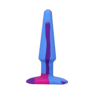 A play Groovy Silicone Anal Plug 5 In Multi colored Pink