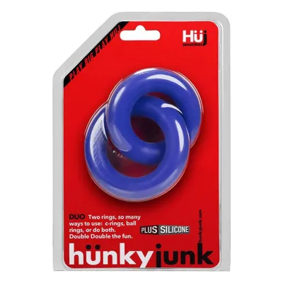 Hunkyjunk Duo Linked Cock Ball Rings Cobalt