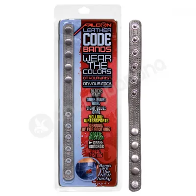 Falcon Leather Code Band Grey Cock Ring