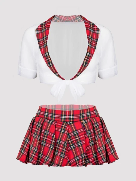 Lovehoney Fantasy Plus Size Red Tartan Skirt Set