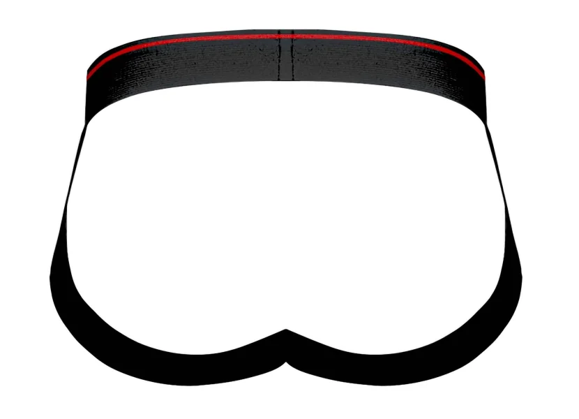 Men's Lingerie - Retro Sport Panel Jock - S- M - Black- Red