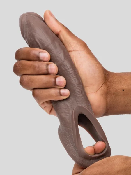 Lovehoney Real-Feel Penis Extender 1.5 Inch with Ball Loop - Flesh Brown