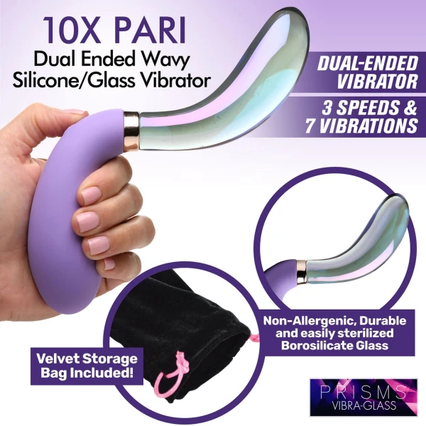 Prisms Pari Dual Ended Wavy Silicone and Glass Vibe