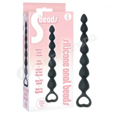 S Beads Black Silicone Anal Beads