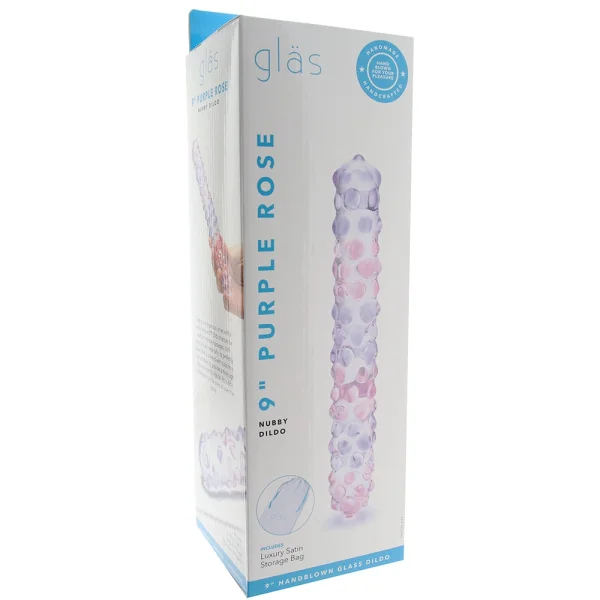 Glas 9-inch Purple Rose Nubby Dildo
